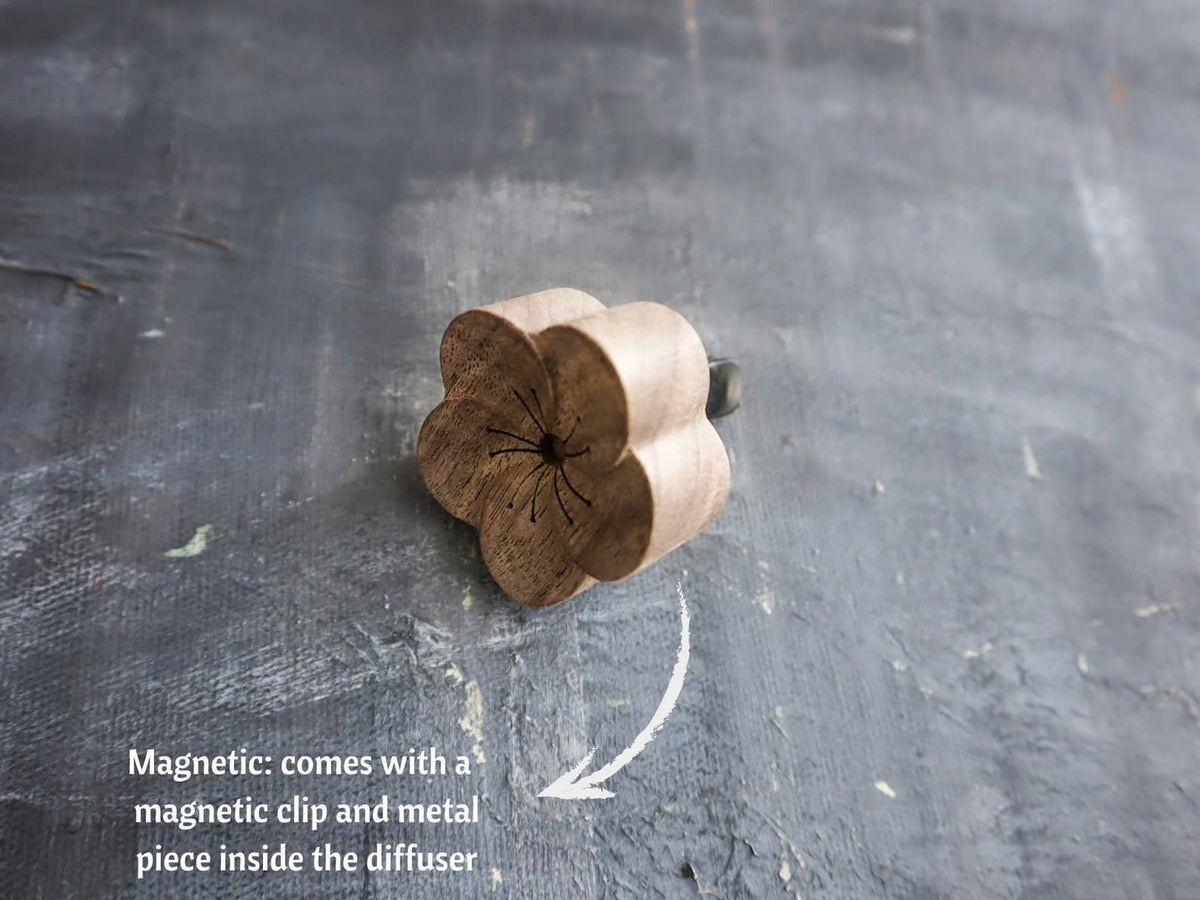 Wooden Essential Oil Diffuser for Car: Magnetic Clip