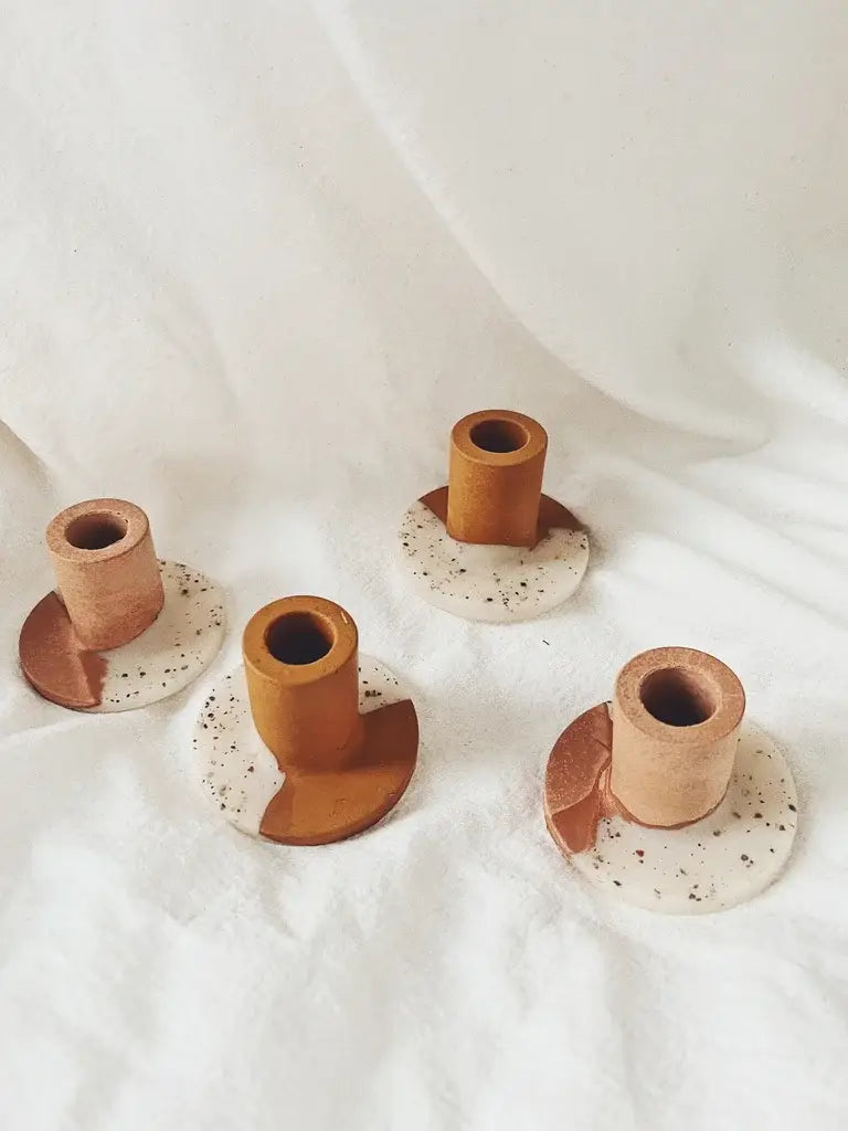 Two-toned Speckled Taper Candle Holder