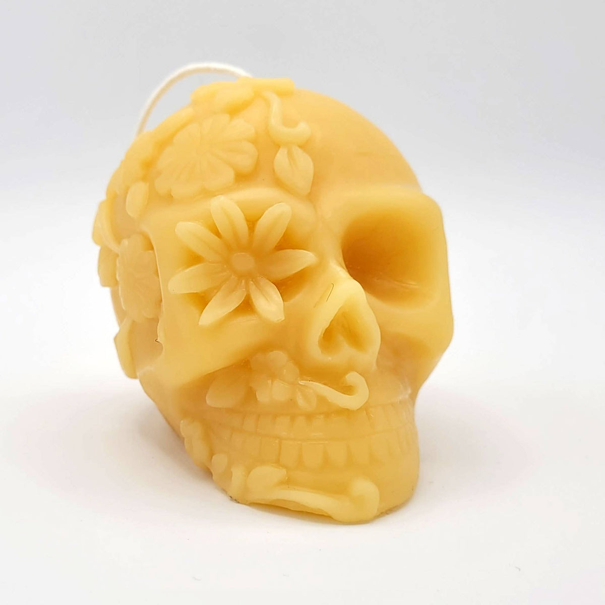 Flower Skull Beeswax Candle